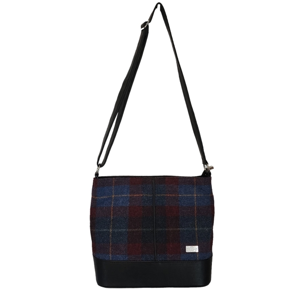 EUC Mucros Made in Ireland Plaid Wool and Leather Crossbody Shoulder Bag - Picture 1 of 11